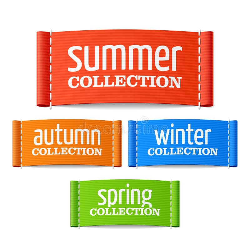 De zomer, de herfst, de winter en de lenteinzamelingsetiketten stock illustratie De zomer, de herfst, de winter en de lenteinzamelingsetiketten stock illustratie