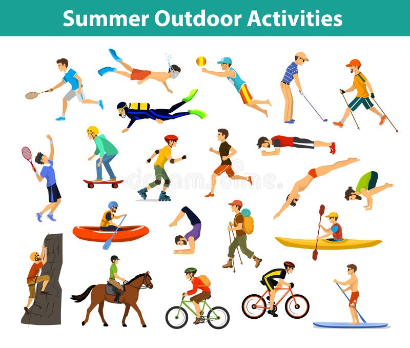 De zomer openluchtsporten en activiteiten royalty-vrije illustratie De zomer openluchtsporten en activiteiten royalty-vrije illustratie