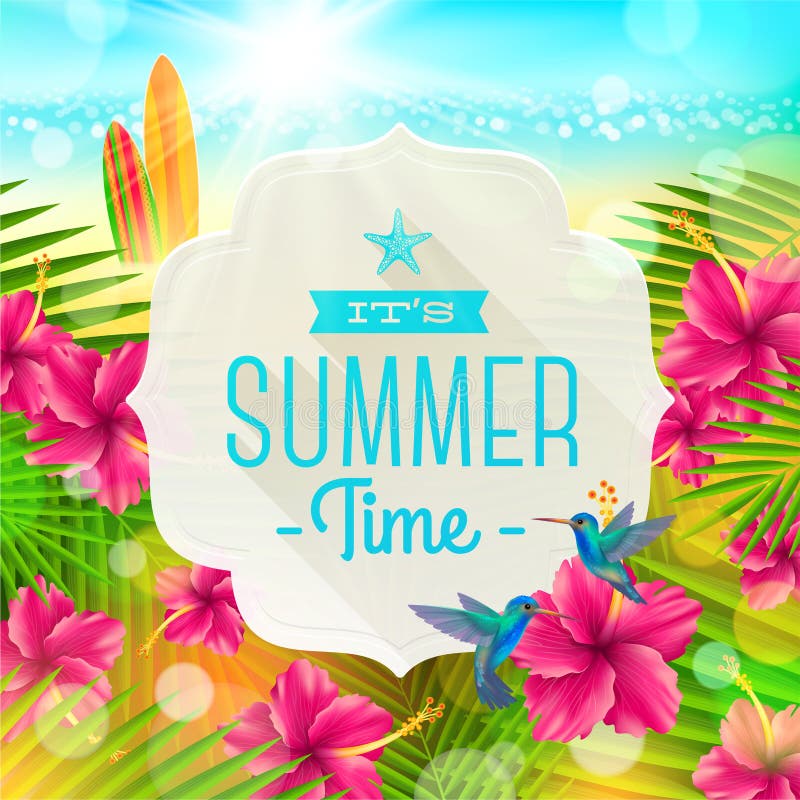 De zomervakantie het begroeten vector illustratie De zomervakantie het begroeten vector illustratie