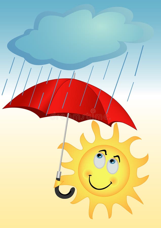 Verwachting krijgen Handboek De zon onder een paraplu vector illustratie. Illustration of glimlach -  20315433