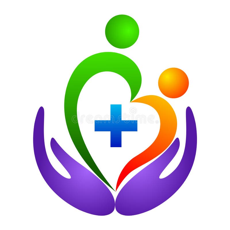 Illustration of heart care logo design isolated on white background. Illustration of heart care logo design isolated on white background.