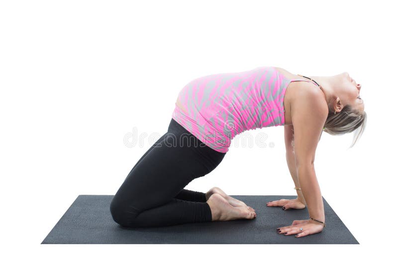 De zwangere geschiktheidsvrouw maakt rek op yoga stellen stock afbeeldingen De zwangere geschiktheidsvrouw maakt rek op yoga stellen stock afbeeldingen