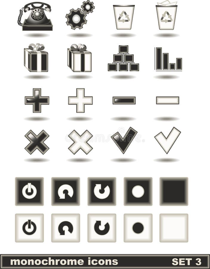Monochroom pictogrammenset 3 royalty-vrije illustratie