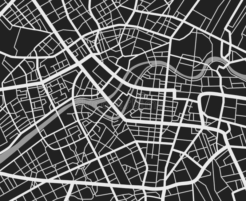 De zwart-witte kaart van de reisstad Vector de cartografieachtergrond van stadsvervoerwegen stock illustratie De zwart-witte kaart van de reisstad Vector de cartografieachtergrond van stadsvervoerwegen stock illustratie