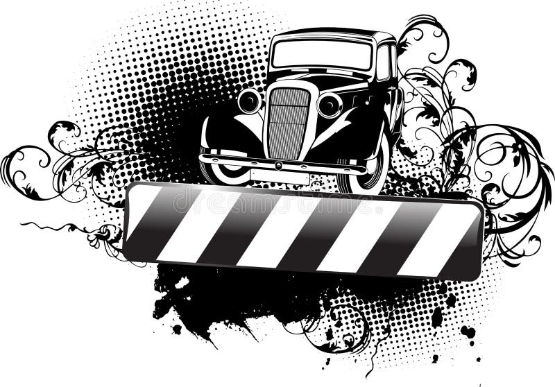 De zwart-witte Oude Auto van het Landhuis stock illustratie De zwart-witte Oude Auto van het Landhuis stock illustratie