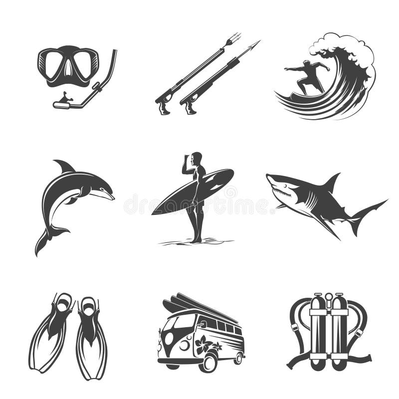 De Zwarte Reeks van strandpictogrammen De zomer, vakantie en vector illustratie De Zwarte Reeks van strandpictogrammen De zomer, vakantie en vector illustratie