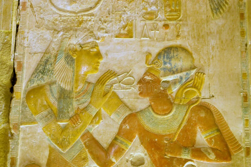 Dea egiziana antica Hathor con il Pharaoh Seti