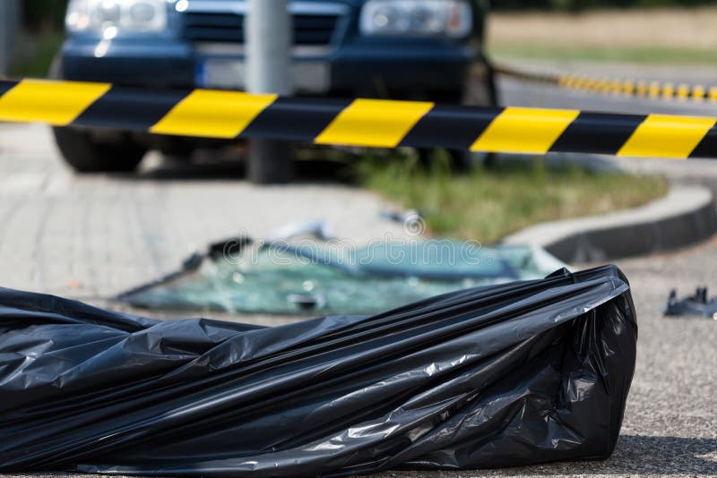 Dead Body in a Plastic Bag Lying on the Street Stock Photo Image of