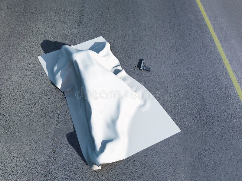 Dead body under a homicide cloth