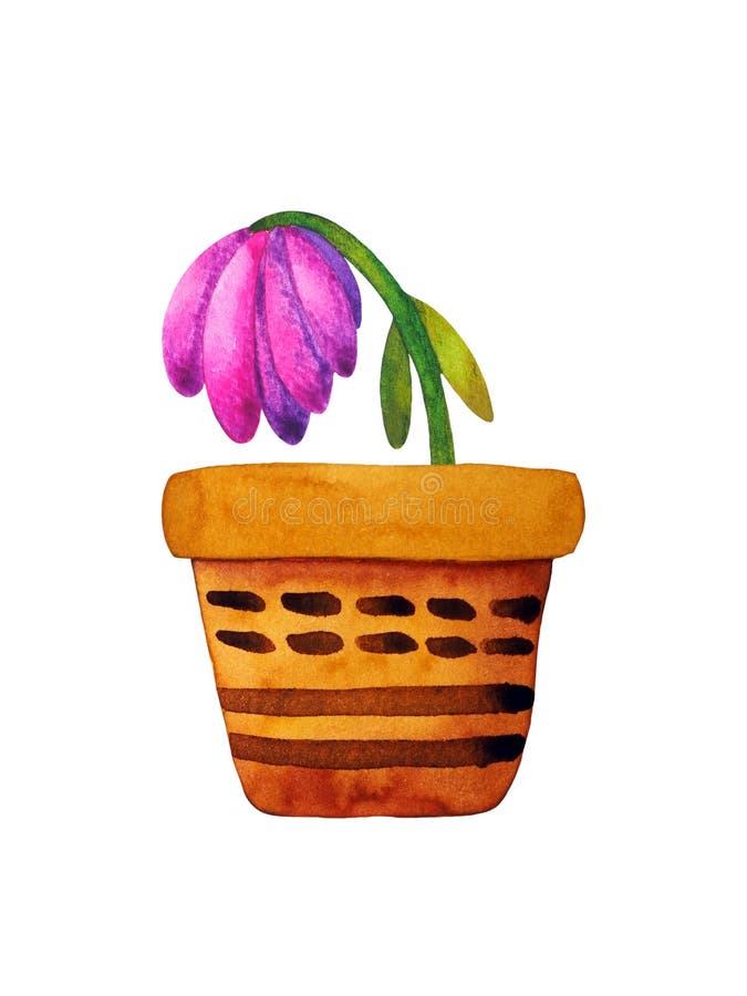 Orchid Pot Drawing 3d Retro Design Stock Vector (Royalty Free) 2206486387 |  Shutterstock