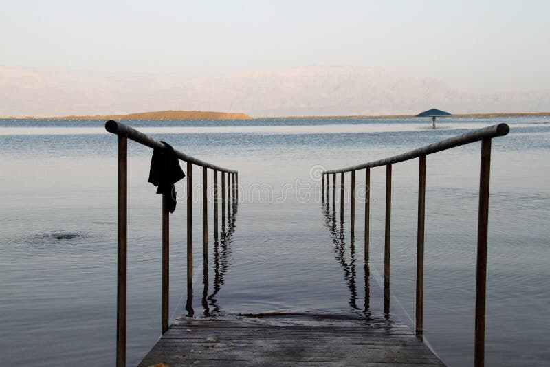 Dead Sea Israel handrails for entry royalty free stock images Dead Sea Israel handrails for entry royalty free stock images