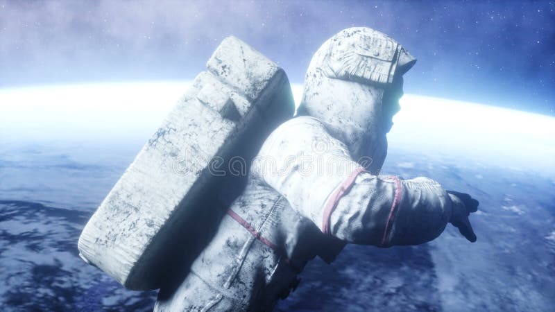 Dead zombie astronaut in space. Cadaver., Stock Video