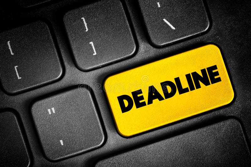 Deadline - a date or time before which something must be done, text button on keyboard, concept background vector illustration