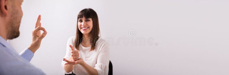 Deaf People Learning Sign Language royalty free stock images