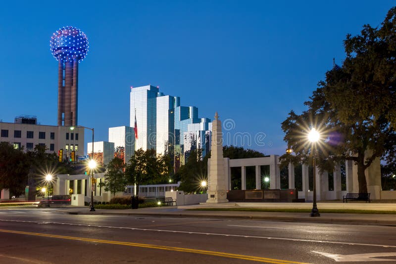 The Dealy Plaza and its surrounding buildings in Downtown Dallas