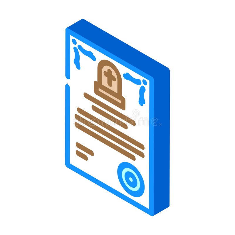 Death certificate mortality isometric icon vector illustration stock illustration