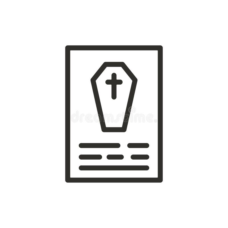 Death certificate vector icon, vector color line illustration stock illustration