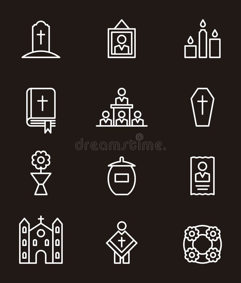 Death and funeral icon set