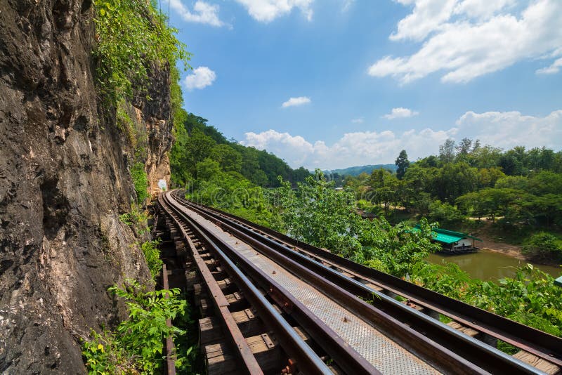 Death railway along The River Kwai at Kanchanaburi, Thailand royalty free stock photos Death railway along The River Kwai at Kanchanaburi, Thailand royalty free stock photos