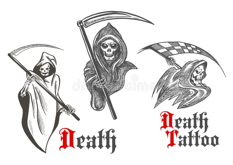 Tattoo Flash Single Sheet Print Skull Grim Reaper Skeleton Death 11 X 14   eBay