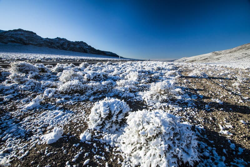 Death Valley Covered with Snow, California USA Stock Photo Image of
