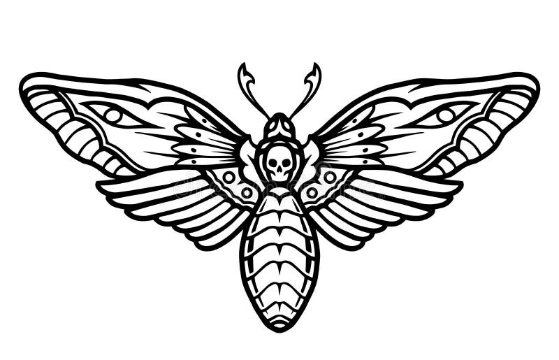 Deaths Head Hawk Moth Tattoo Concept Stock Vector - Illustration of  isolated, creature: 199387132