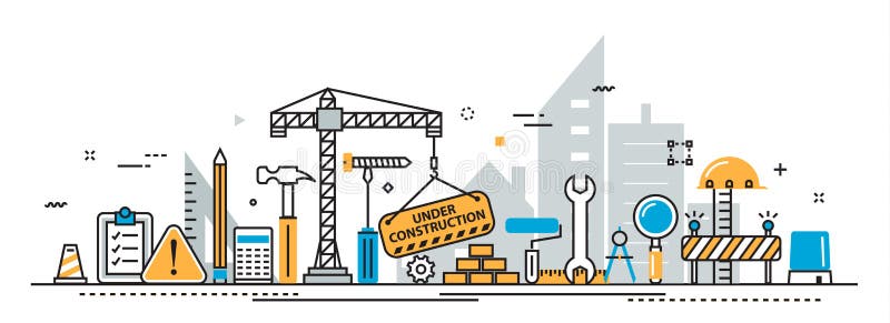 Debajo de la portada del proceso de construcción de la construcción para la página de aterrizaje stock de ilustración Debajo de la portada del proceso de construcción de la construcción para la página de aterrizaje stock de ilustración