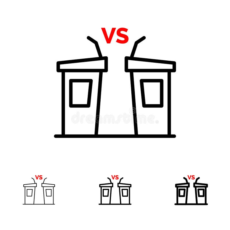 Debate, Democracy, Election, Politician, Speaker Bold and thin black line icon set stock illustration