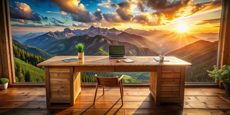 Deblocarea Insights in the Mountains A Serene Workspace for Data Analysis and Charting royalty free illustration