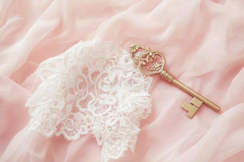 Deblochează-ți cheia Elegance cu dantelă și textură pastelată, un concept vintage royalty free stock photography