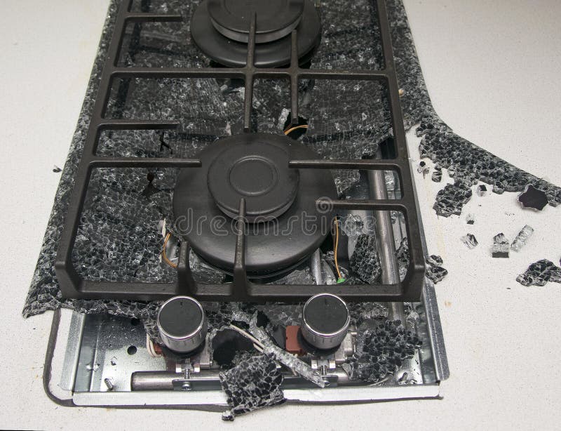 Debris from the Explosion of a Builtin Gas Hob in a Glass Ceramic Hob