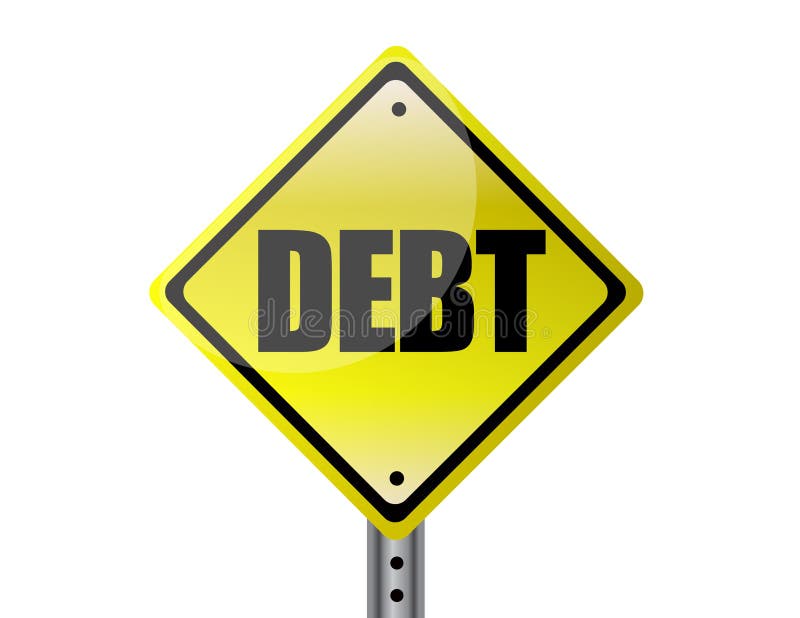 Debt Yellow street sign isolated over white. Diamond street sign vectors