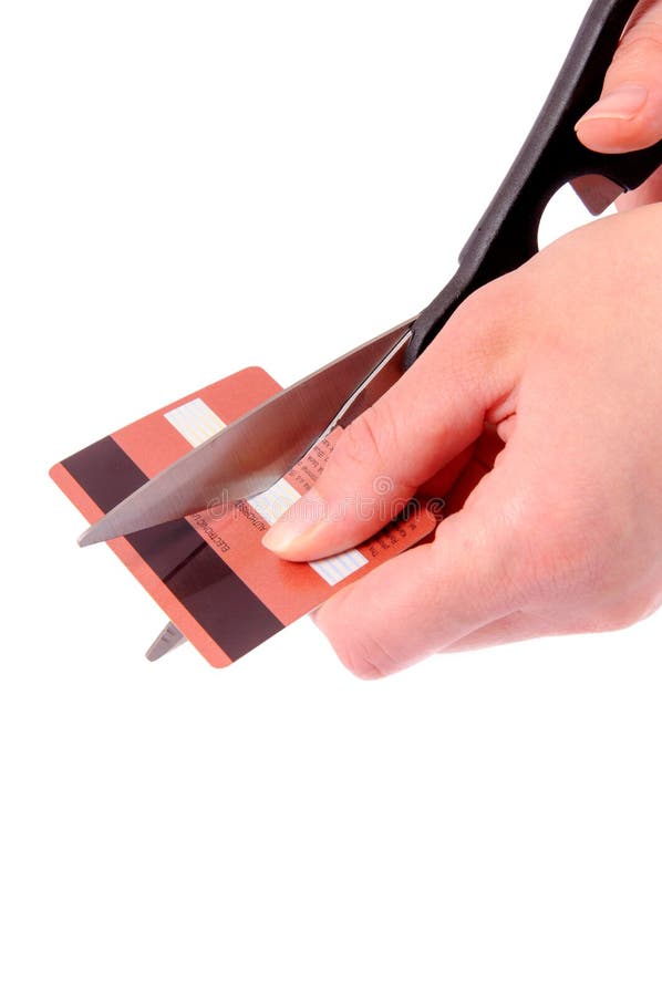 Cutting Debts Concept Scissors and Credit Card Stock Photo Image of