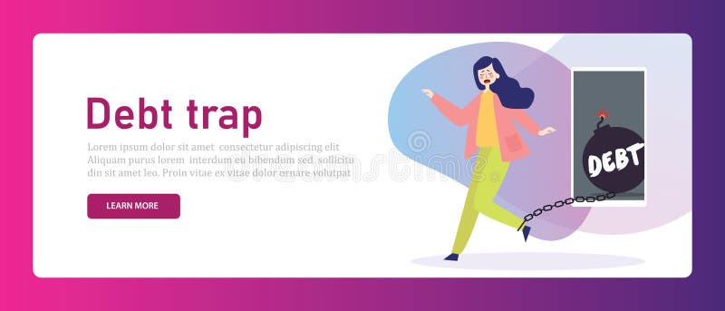 Debt trap woman struggling trapped chained on heavy credit financial loan problem from online technology mobile phone royalty free illustration Debt trap woman struggling trapped chained on heavy credit financial loan problem from online technology mobile phone royalty free illustration