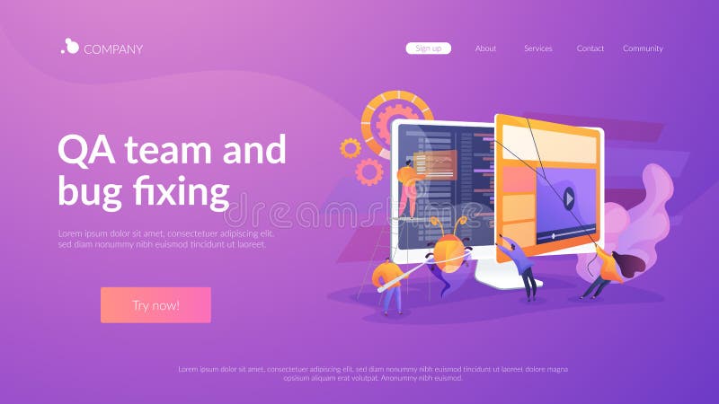 Software testing landing page concept stock illustration