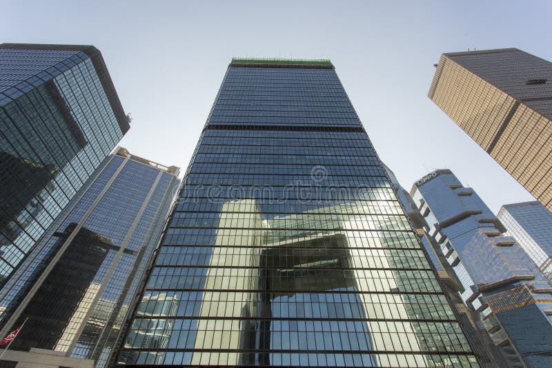 2020 Dec 1,Hong Kong.the Curtain Wall of the Building Reflects the Hong