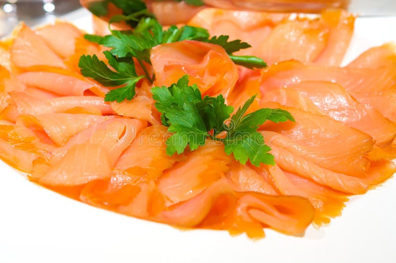 Decadent slices of smoked salmon