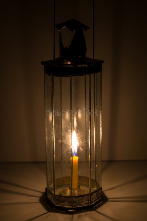 Decagon glass lamp, candle light up. Decagon stock images, royalty-free photos and pictures