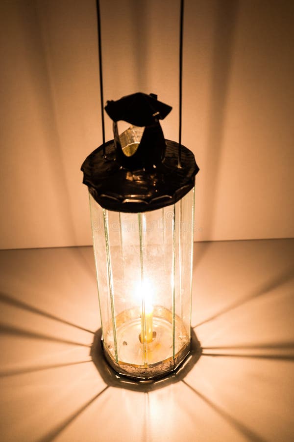 Decagon glass lamp, candle light up. Decagon stock images, royalty-free photos and pictures