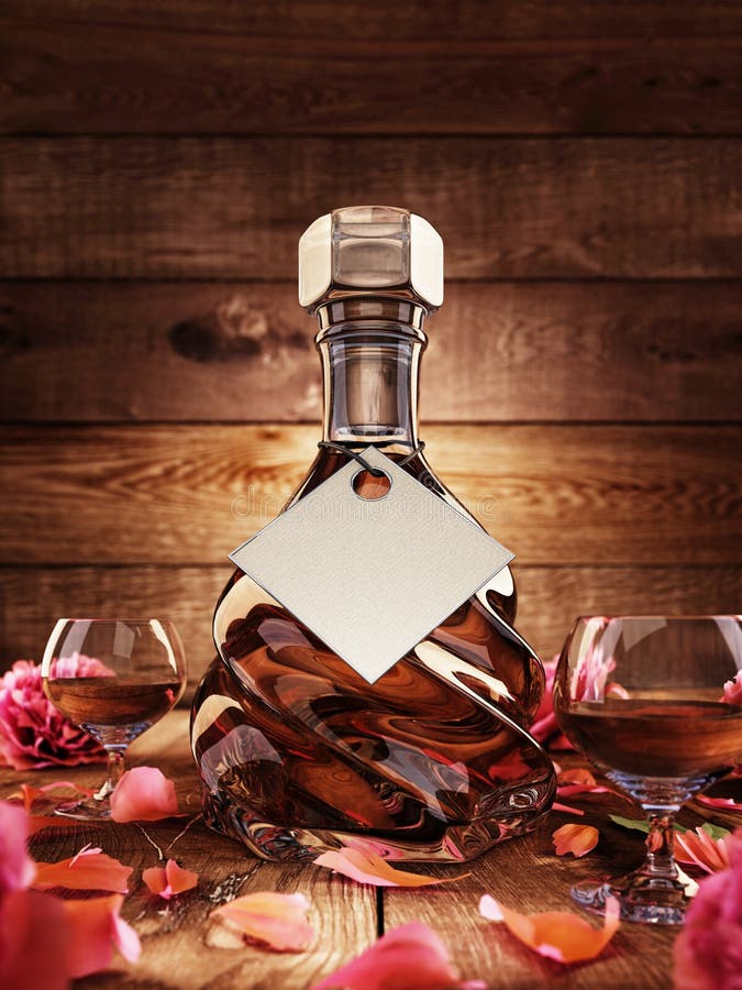 The Decanter of Brandy with Two Glasses. Stock Illustration