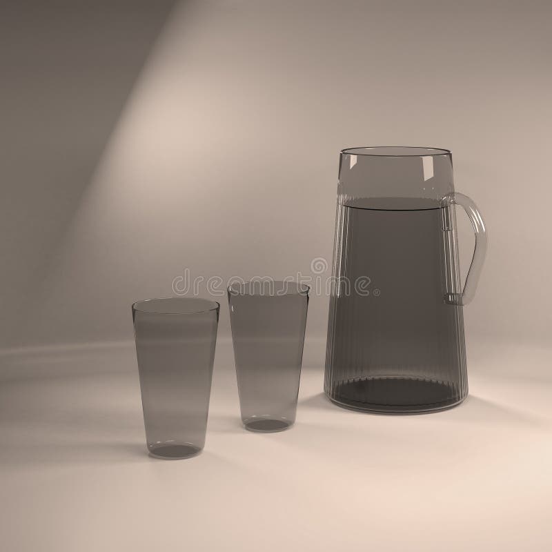 Decanter with Water and Glasses. Stock Illustration Illustration of