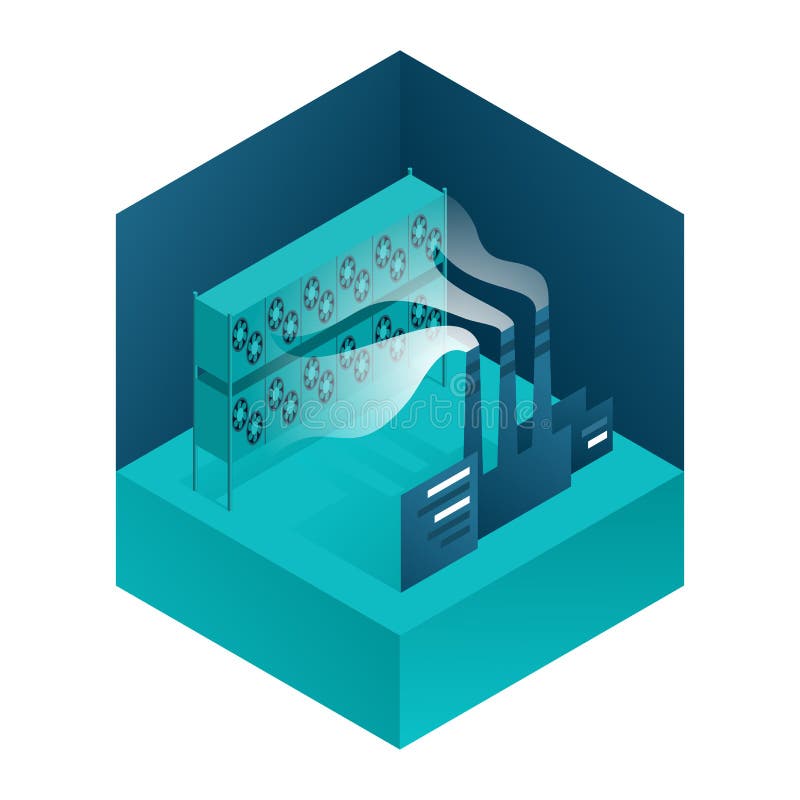 Decarbonization - CO2 capture isometric stock illustration