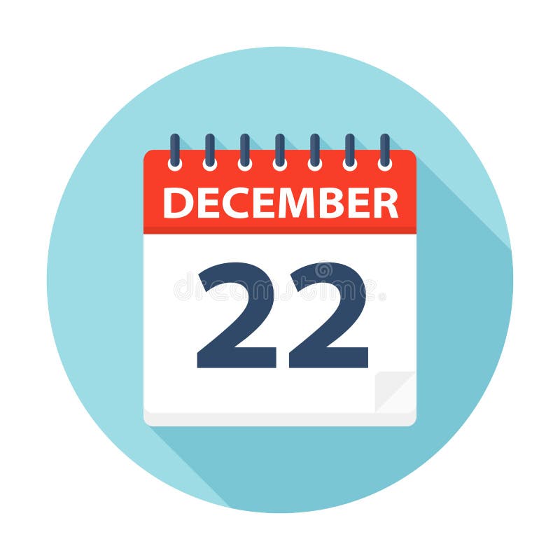 Calendar Icon Flat December 22. 22 December Date Icon. Stock