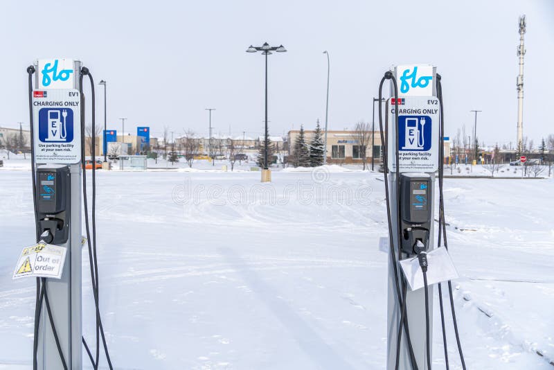 December 30 2021 Calgary Alberta Canada Electric Vehicle Charger in