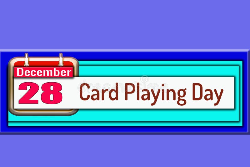 28 December, Card Playing Day, Text Effect on Blue Background Stock