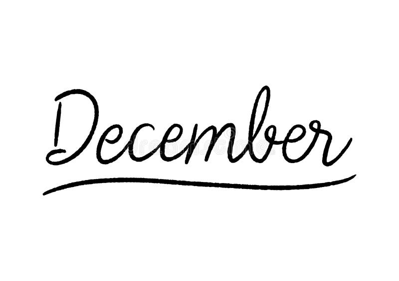 December Hand Lettering on White Background Stock Vector Illustration of background, letter