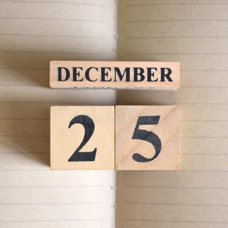 December 25, Icon design with number cube. December 25, Icon design with number cube on page of notebook.