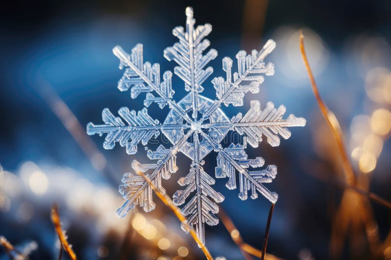 December's frosty art: snowflake decoration in macro.