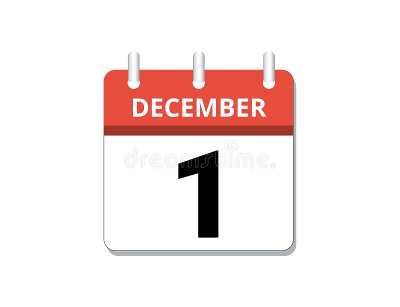 December, 1st Calendar Icon Vector, Concept of Schedule, Business and