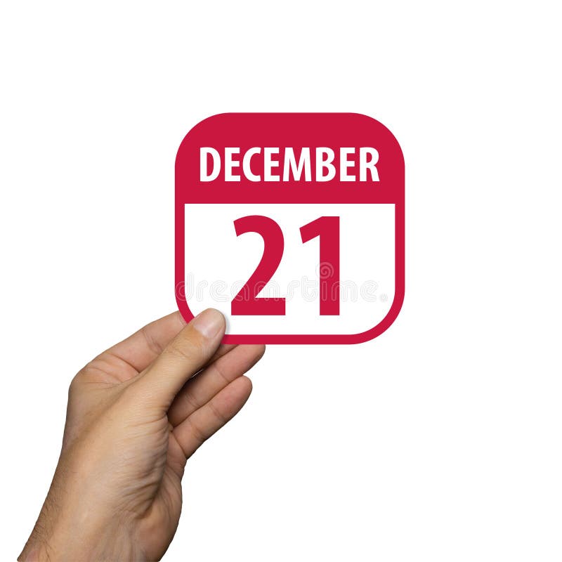 December 21st. Day 20 of month,hand hold simple calendar icon with date on white background. Planning. Time management. Set of royalty free stock photos